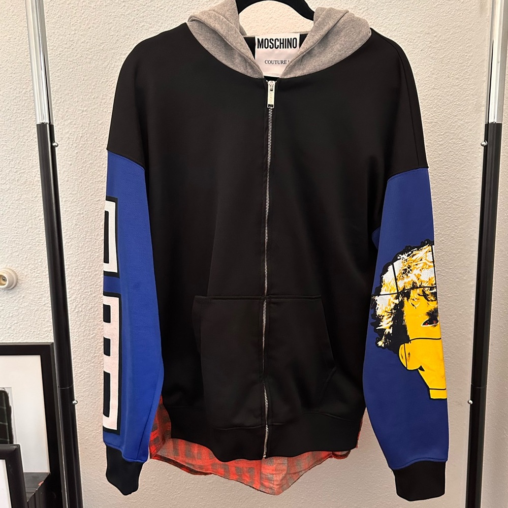 Moschino Black Lightweight Jacket with Graphic Design